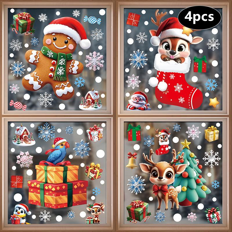 Creative Christmas Decorations, Electrostatic Stickers, Shop Window Decorations, Christmas Decorative Glass Stickers