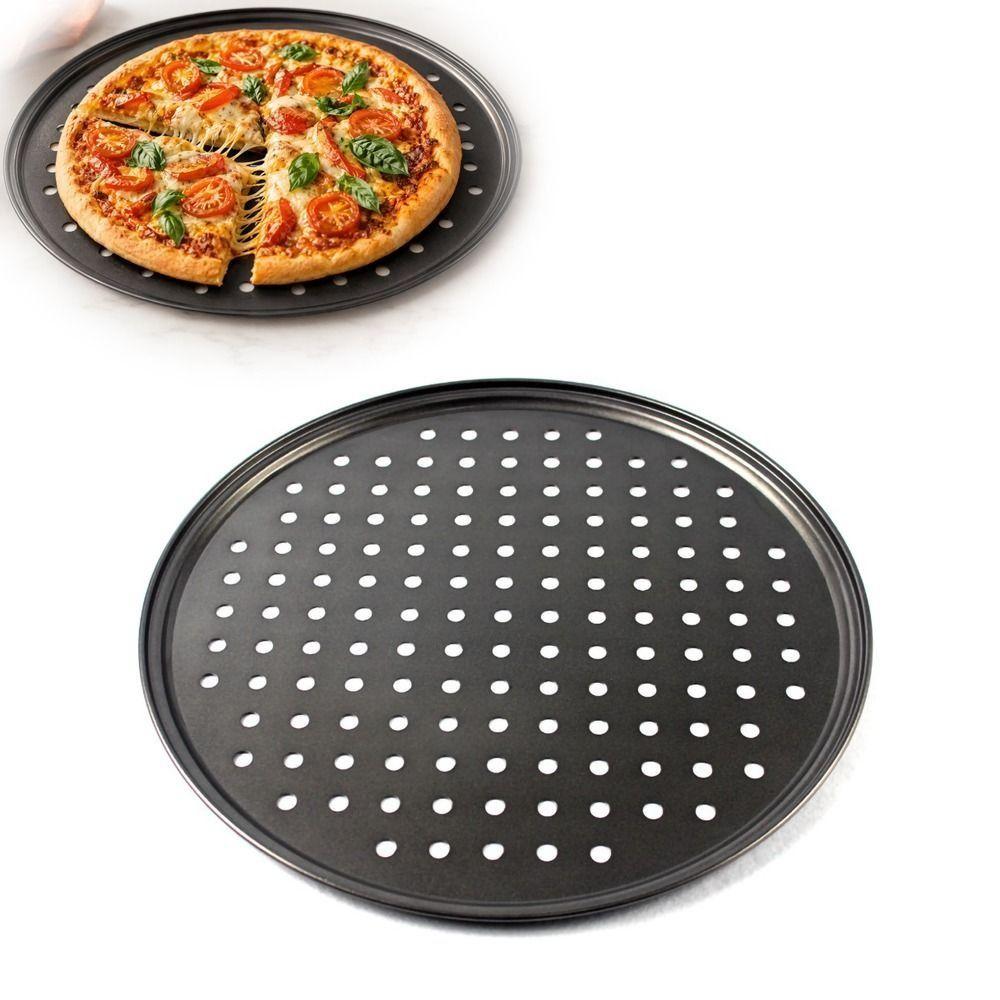 Carbon Steel Non Stick Baking Pan Firm Bottom Pizza Baking Pan Vented Pizza Pan Commercial Kitchen