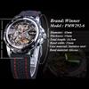 Winner Top Men's Watch Skeleton Men's Automatic Mechanical Watch Black Fashion Watch Silicone Strap