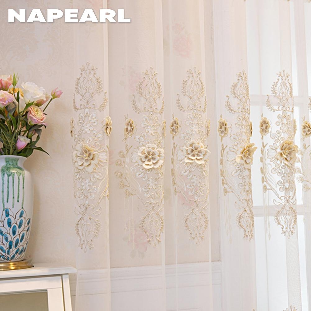 1 шт. NAPEARL Французское роскошное кружево с рельефной вышивкой, полупрозрачная тюль, высота 260 см, для гостиной, спальни, украшения окна, домашнего декора