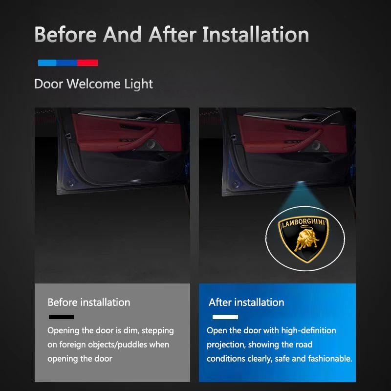 Car Door HD Projector Lamp LED Decoration Atmosphere Light For Lamborghini Urus LP570 LP610 Urus LP700 770 Gallardo Aventador