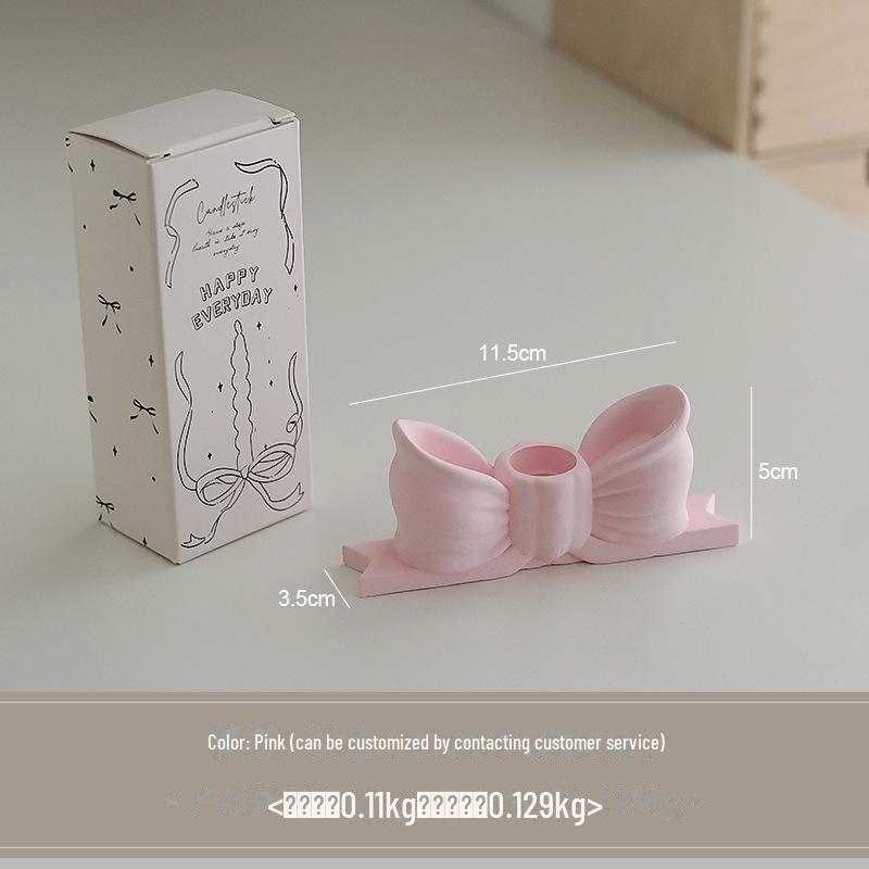 Элегантный розовый бант из гипса подсвечник с длинным стержнем - ароматерапия высокого класса и креативный орнамент в стиле INS