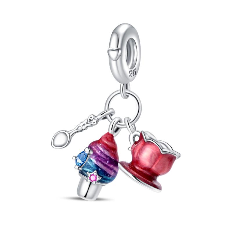 Copper Metal Color Coffee Cake Bread Ice Cream Afternoon Tea beer Charm Bead Components Pendant Bead Component Compatible With 3mm Authentic Original
