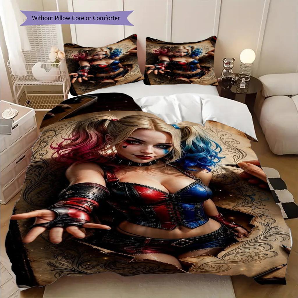 Harley Quinn Artistic Mastery Threepiece Set 1 Duvet Cover 2 Pillowcase Without Core Christmas Birthday Gift Bedding Set