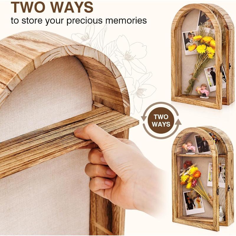 Shadow Box Frame 10x16 Large Shadow Boxes Display Cases with Linen Back and Removable Shelves, Picture Frame Wedding Bouquet