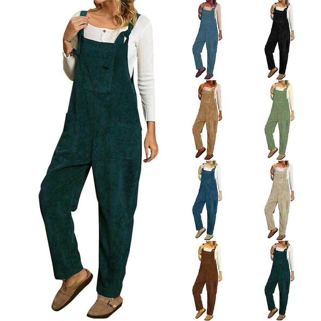 Corduroy Overalls For Women Overalls Women Overall Jumpsuit Solid Color Loose Fit Jumpsuit