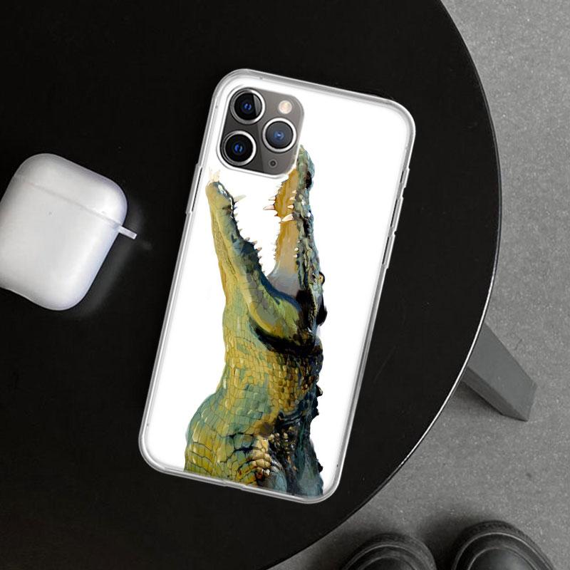 Чехол для телефона с рисунком крокодила для iPhone 18 11 12 13 Mini 14 15 Plus 16 Pro Max 17 Air 7 8 + SE Арт Индивидуальный Fundas 11 12 13
