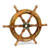 Premium Sailor's Hand Crafted Brass & Wooden Ship Wheel | Luxury Gift Decor | Boat Collectibles (16 Inches, Anchor & Strip)