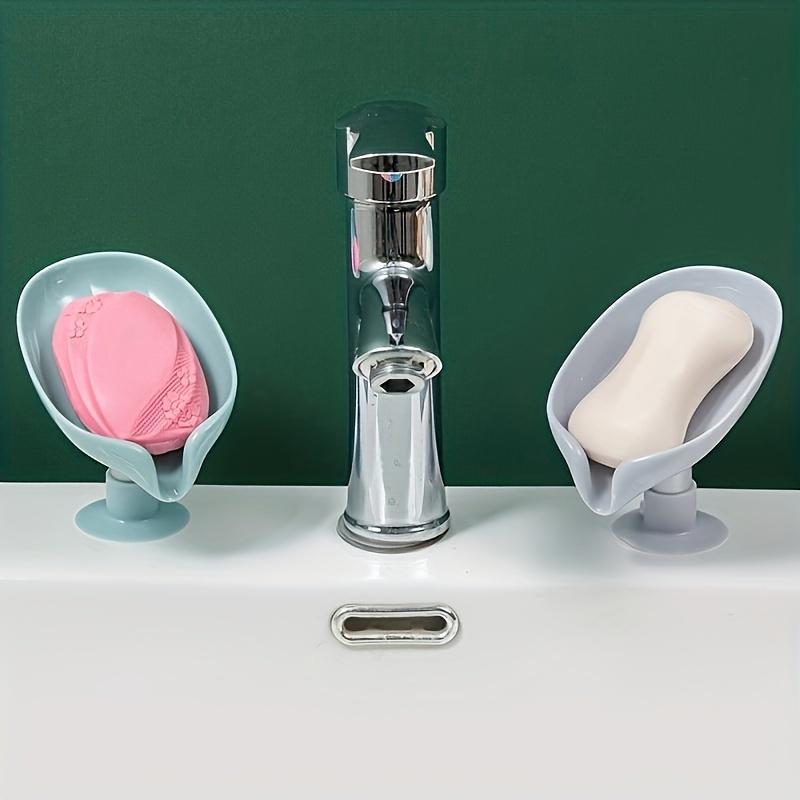 1PC Elegant Leaf Soap Holder Drains Powerful Adsorption Enhances Bathroom Decor and Keeps Soap Dry