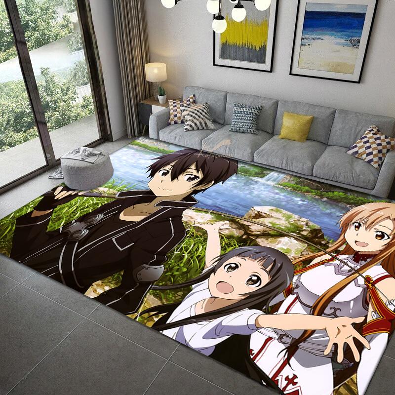 Ковер Sword Art Online (Искусство меча онлайн) разных размеров Ковер для гостиной, спальни, детской комнаты Домашний декор Ковер для зоны Нескользящий коврик Коврик под диван