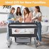 Cradle Bed 3-In-1 Multi-function Bedside Crib with Storage Basket, 6 Levels Height Adjustable Baby Mosquito Net, Portable Convertible Newborn