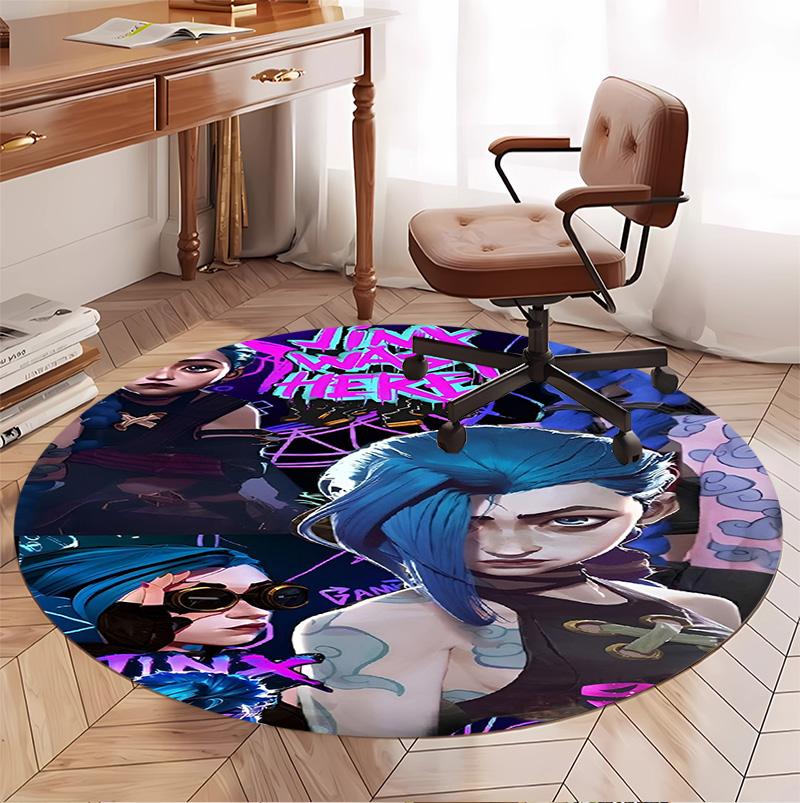 Jinx Pattern Round Rug, Indoor/Outdoor Mat, for Picnic, Gameroom, Bedroom, Office, Living Room, Home Decor Carpet, Birthday Gift