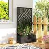 Metal Garden Bed For Garden With Trellis Raised Garden Bed With Privacy Screen Geometric Slatted Cut Out
