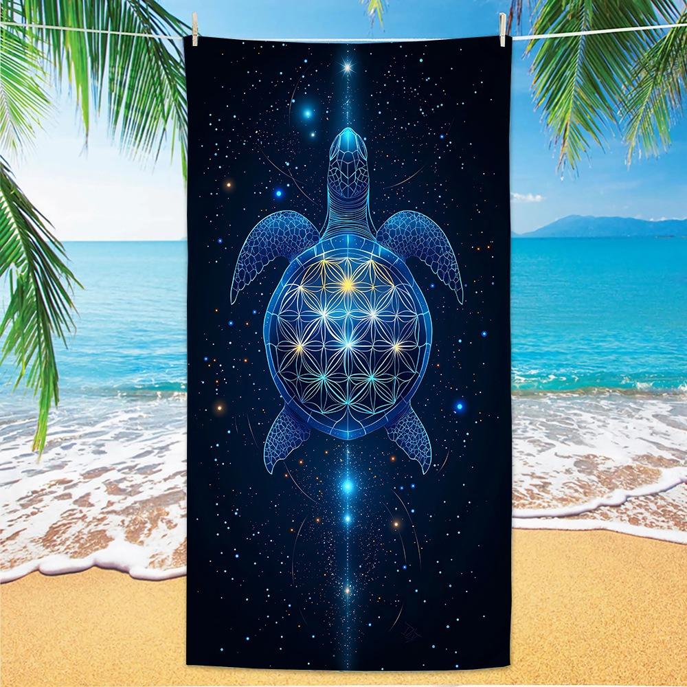 3D Shark Turtle Quick Dry Towel, Ocean Wildlife Microfiber Beach Towel, Absorbent Swimming Pool Towel Gift Teens Kids