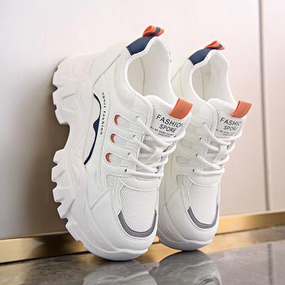 Стелька для увеличения роста, папины туфли, модная новая платформа, нескользящая повседневная женская спортивная обувь, универсальная белая обувь, студенческая обувь