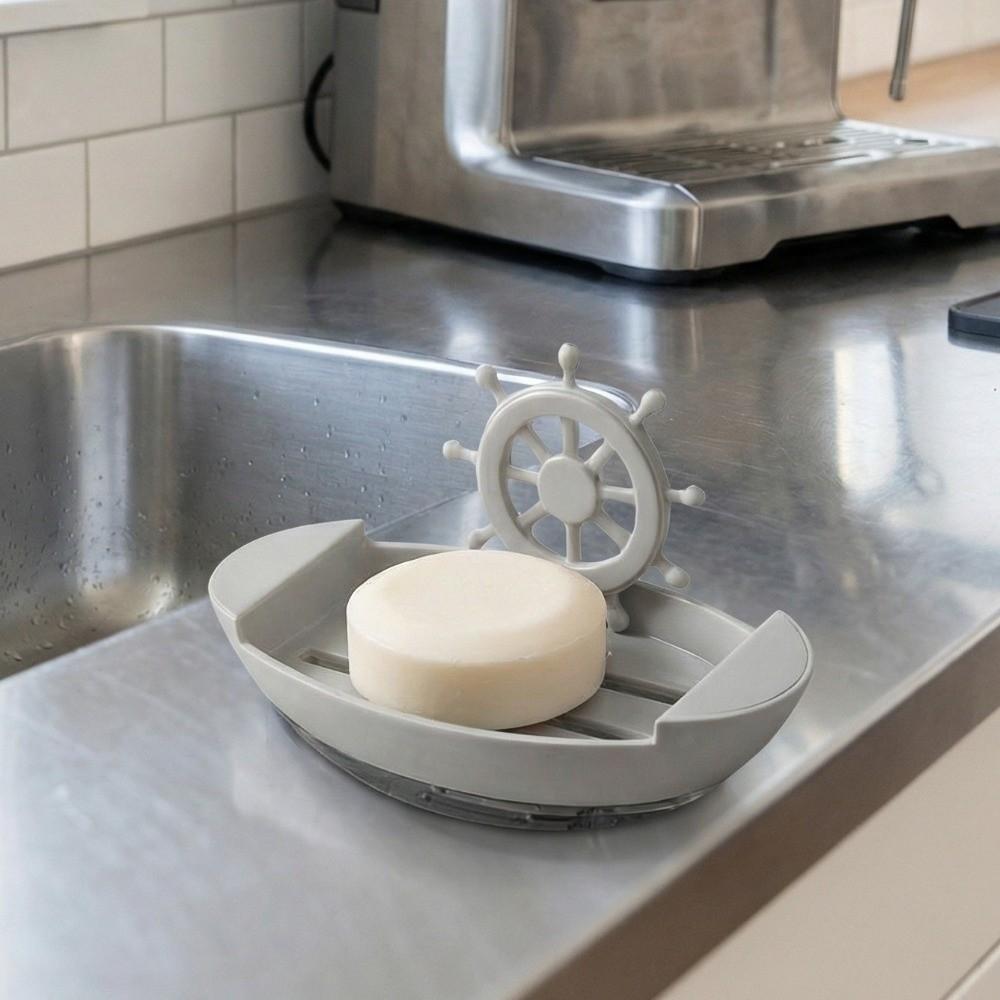 Cute Drainage Boat-Shaped Soap Dish Plastic Household Soap Holder Innovative Cartoon Soap Dish Toilets