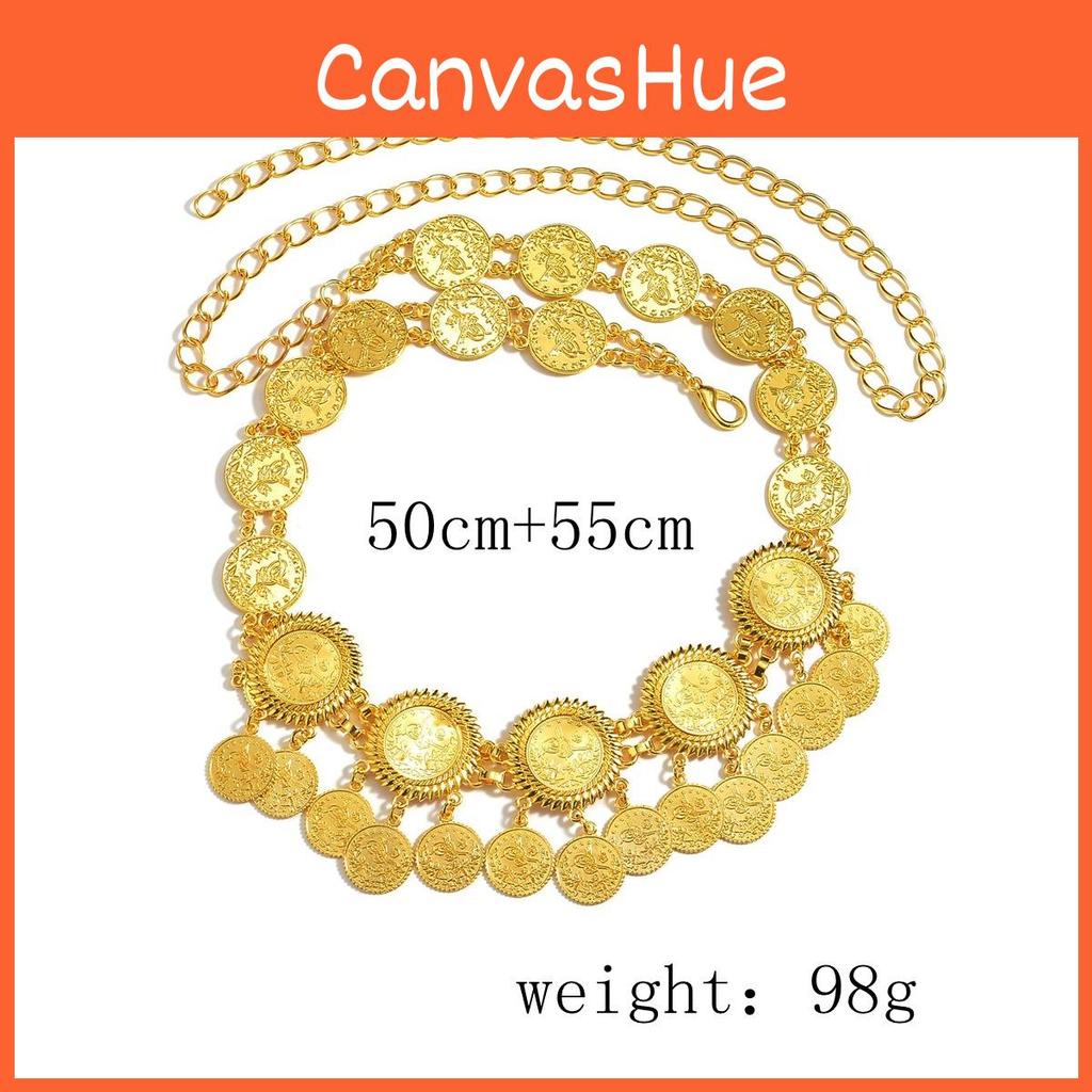 Gold Metal Coin Tassel Waist Chain For Women With Exotic Style Summer Jewelry