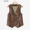 ZANZEA Женский повседневный кардиган-жилет без рукавов с V-образным вырезом из искусственной ПУ кожи