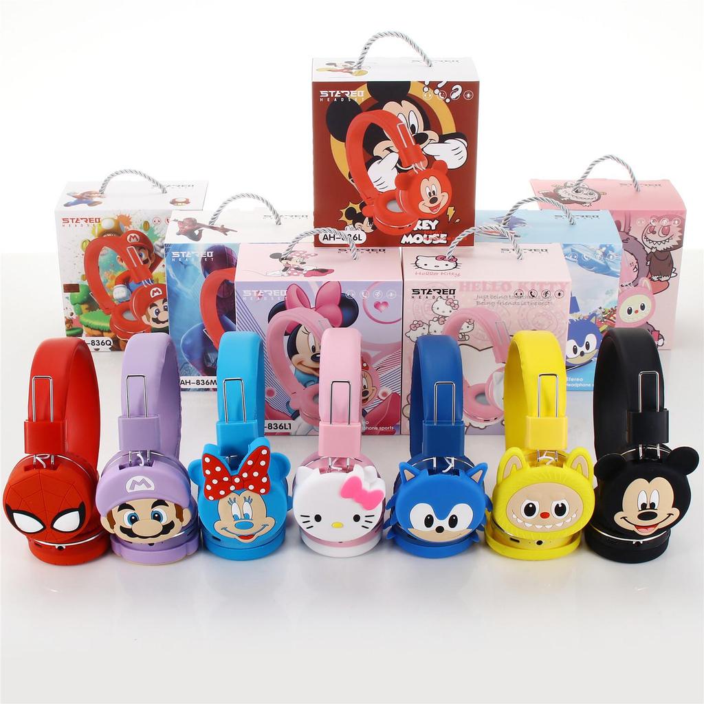 AH-836 Мультяшные Bluetooth-наушники с оголовьем – Дизайны Kuromi, Stitch, Mario