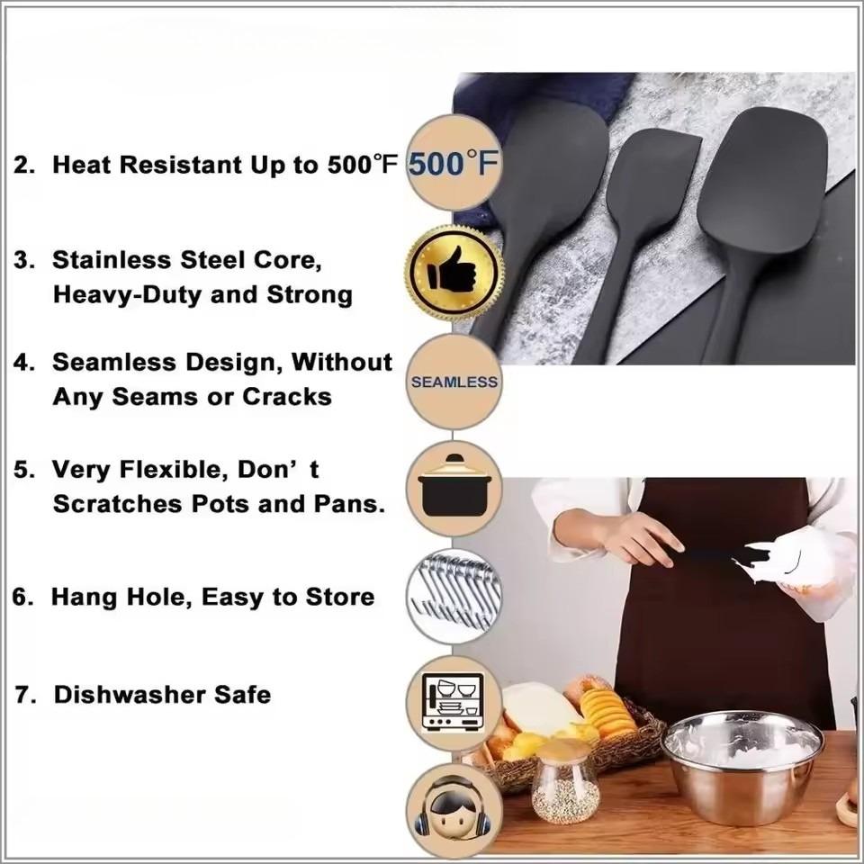 6 Pieces Silicone Spatula Set Food Grade Non Stick Heat Resistant Spatulas Turner for Cooking Baking Mixing Baking Tools