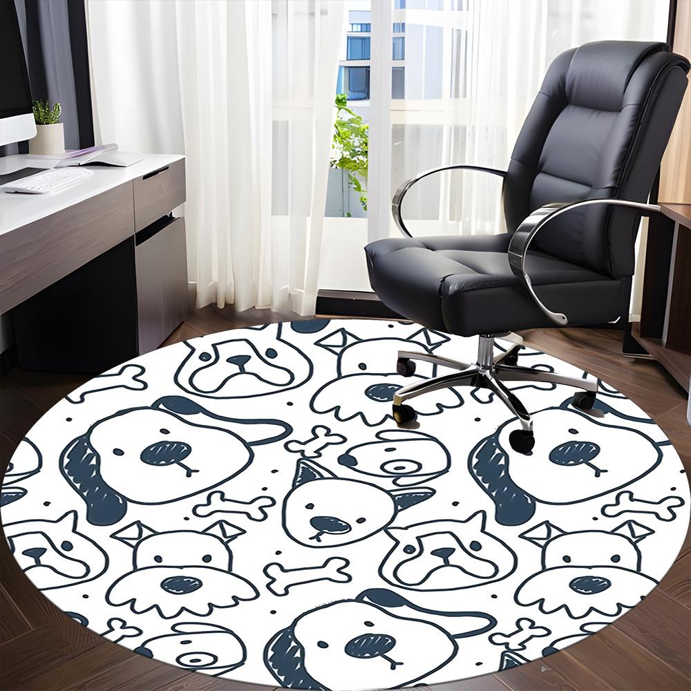 1pc Dog Faces Chair Carpet for Office, Non-slip, Soft and Durable Office Rug, Perfect for Office yy260131054