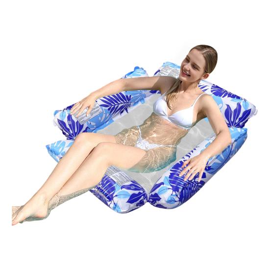 Striped Inflatable Pool Float Water Hammock with Mesh Foldable Floating Lounge Chair Summer Swimming Pool Party Beach Lake Essentials