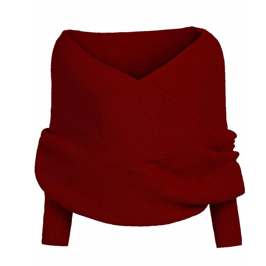 Женский Повседневный Однотонный Шарф с Рукавами Вязаный Крючком Длинный Мягкий Зимний Согревающий Шарф Многофункциональный Шаль