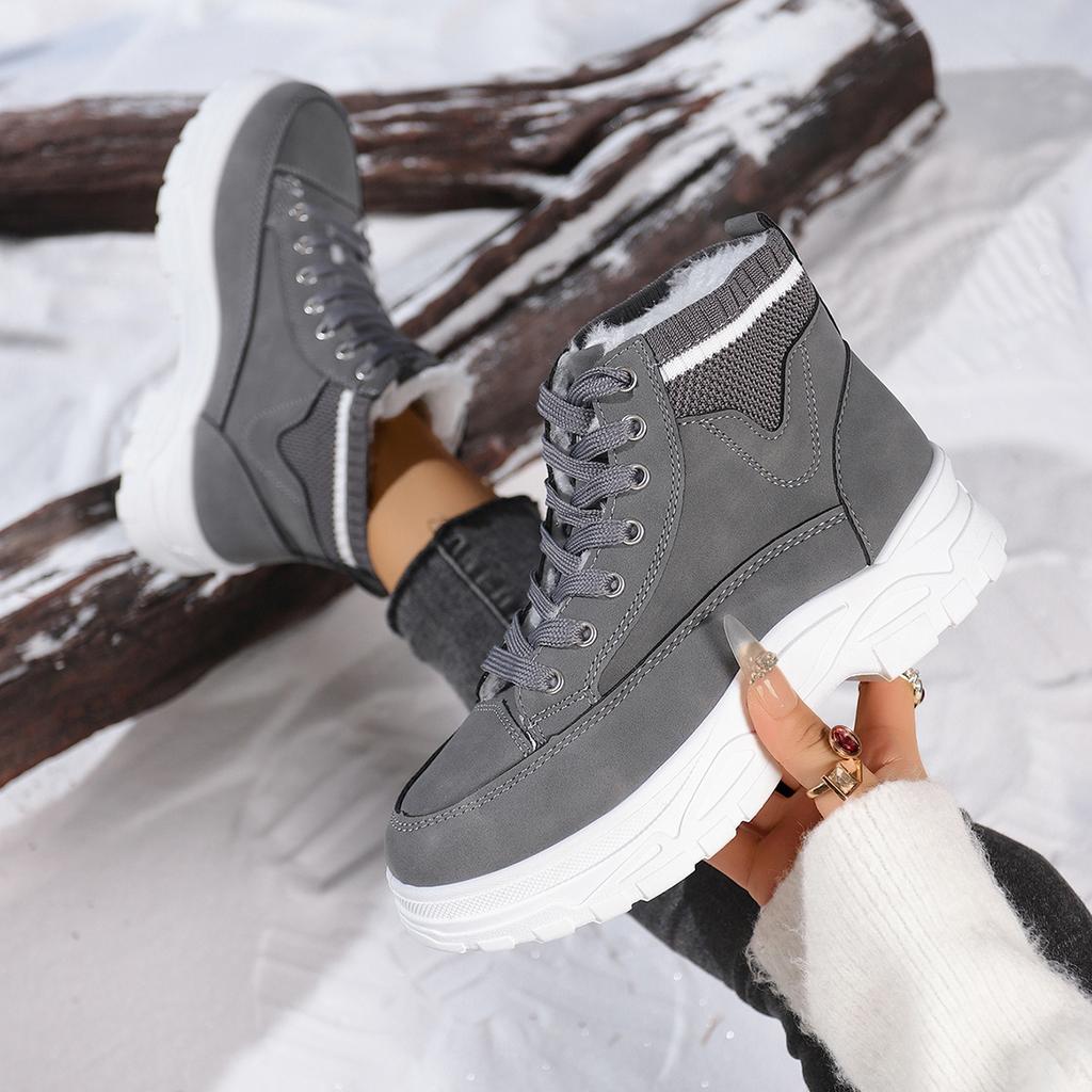 Модные женские повседневные ботинки 2025 Новые Удобные Толстая подошва На шнуровке Женские Теплые Ботильоны Зимние На шнуровке Уличная женская обувь Zapatos De Mujer