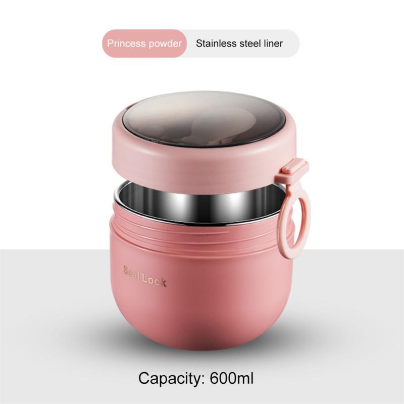 Портативная чашка для супа из нержавеющей стали, ланч-бокс, контейнеры для еды, симпатичная форма, термосы, термочашка, микроволновое отопление с ложкой