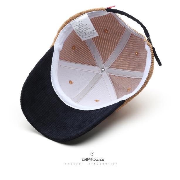 Women's trendy corduroy patchwork baseball cap, suitable for outdoor activities, providing sun protection and warmth