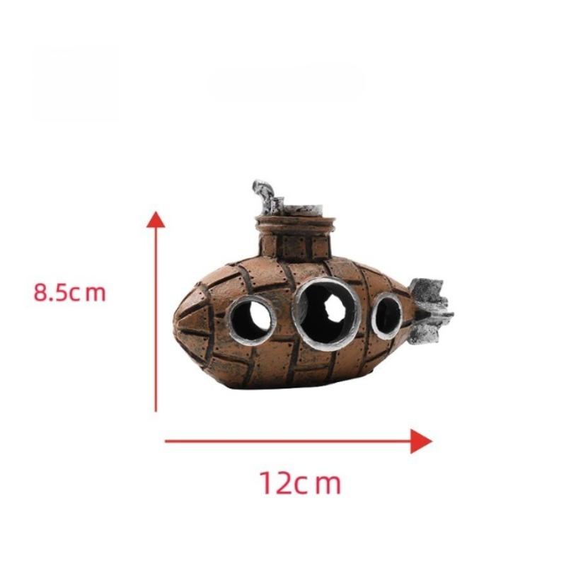 1pc Submarine Aquarium Decoration with Two Float Balls Resinous Fish Tank Accessories