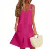 Women's Summer Dress Sleeveless Spring Solid Color Sundress With Pockets