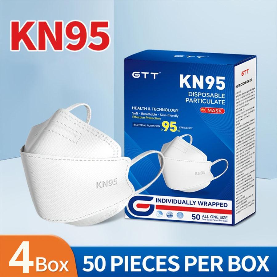 GTT 50/100/200 шт. Одноразовые маски KN95 Индивидуальная упаковка 4-слойные Утолщенный фильтр Пылезащитная защита Маска в форме рыбки