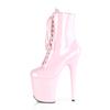 Mclubgirl Women's 20cm Heels Dance Boot Pink PU Stiletto Heel Sexy Booties Low Boots Plus Size Show Heel 10cm Platform YKC