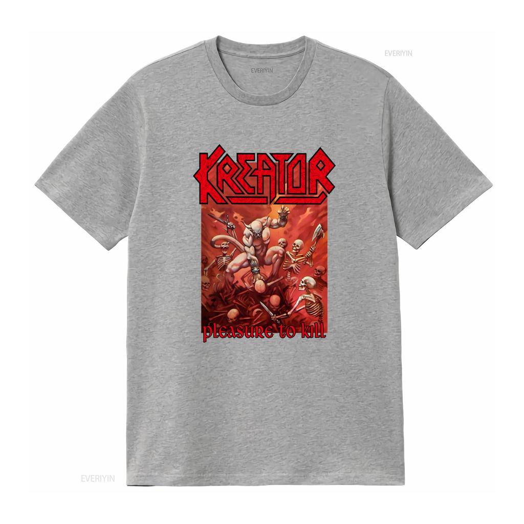 KREATOR Футболка с принтом Pleasure To Kill для мужчин Дизайн в стиле хэви-метал Доступна в размере S винтажная стирка Универсальная Повседневная