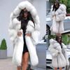 Autumn and WinterHigh-end Artificial Mink Coat Long Warm Fur Coat Casual Hooded Coat Plus Size