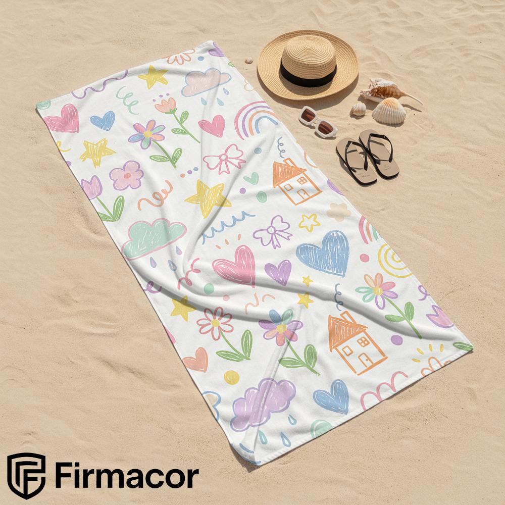 Doodle Rainbow Microfiber Beach Towel Quick Dry Sand Free Oversized Soft Absorbent Bath Towel for Swimming Pool Travel Gym