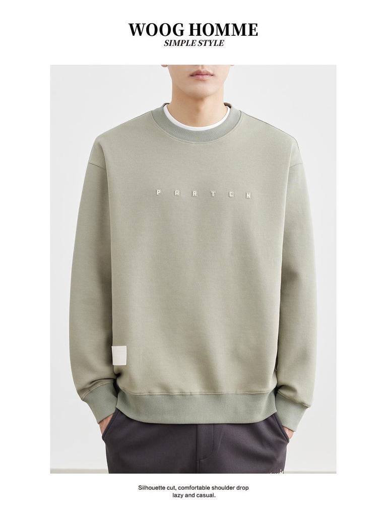 Men's Round Neck Anti-Wrinkle Letter Print Pullover Hoodie - 2025 Spring/Autumn, Slightly Loose Casual Fashion Top.