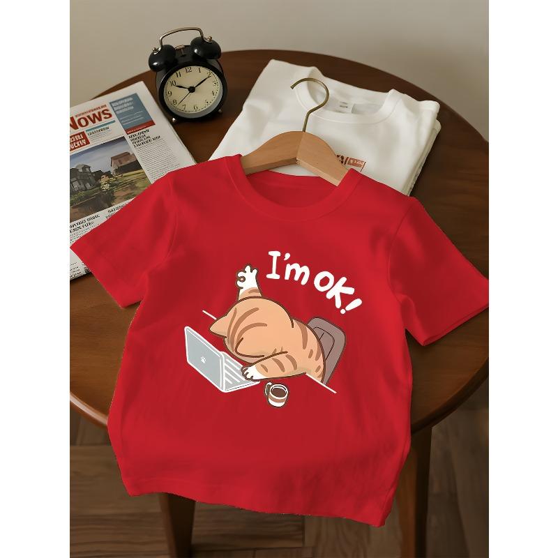 European sizes Girls' Trendy Print Round-Neck T-Shirt, Easy And Casual Short Sleeves, Perfect for Everyday Wear at Home And Outdoor Activities