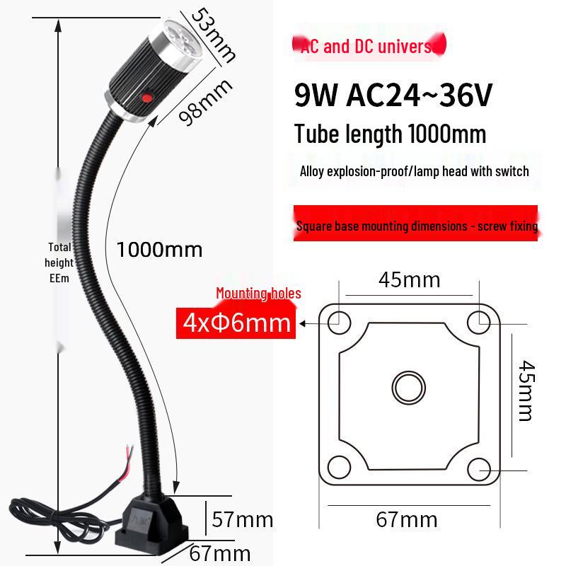 Девять Магнитных Светильников для Станков на Гусиной Шее - 3Вт/6Вт/9Вт, 24В/220В, Мощное Магнитное Основание, Длинный Кронштейн