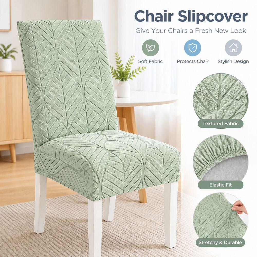 Soft Elastic Universal Chair Cover Leaf Pattern Chair Cover Backrest Seat Cover Dining Room