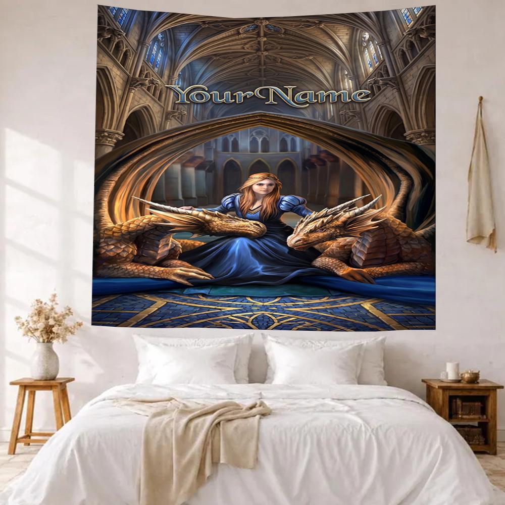 Gothic Illustrations Custom Your Name Wall Decor Tapestry Art For Pet Memorial Birthdaywedding Party Backdrop Family Gift