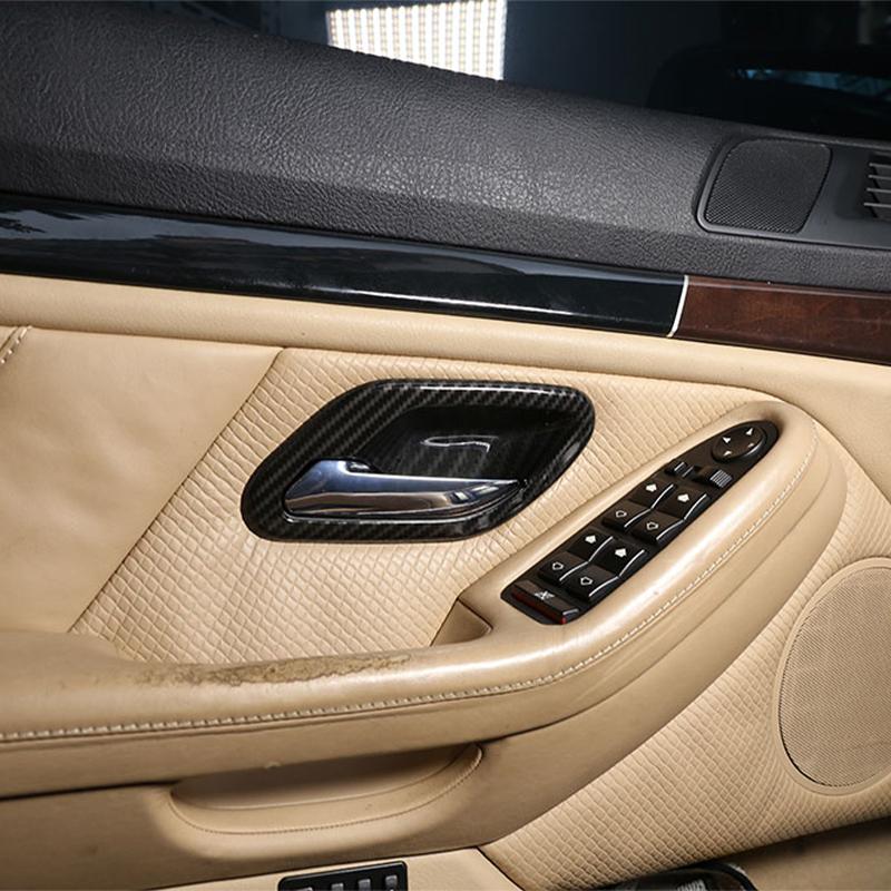 Углеродное волокно ABS Chrome Внутренняя ручка двери автомобиля Чаша Декор Наклейки для BMW 5 серии E39 1996-2003 Авто Интерьер