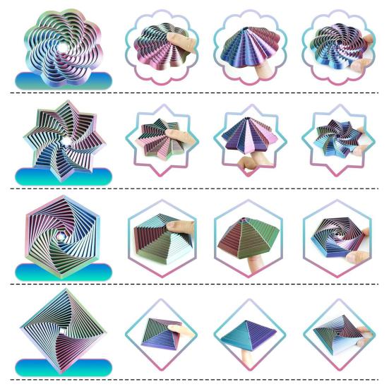 4 шт. 3D-печатный фрактальный спиннер-шестигранник для снятия стресса и тревоги, расширенный спиннер-восьмиугольник, звезда, цветок, квадратная сенсорная игрушка, игрушка для декомпрессии