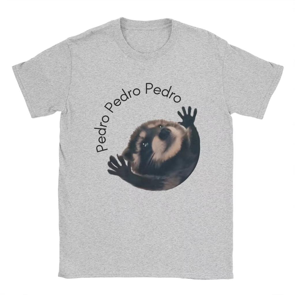 Vintage Pedro Raccoon Print T-shirt Summer Casual Fashion Cotton Short Sleeve T-shirt Gift Outfit for Men and Women