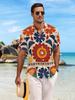 New Men'S Casual Short Sleeve Shirt with Full-Print Colorful Floral Patterns, Intricate And Vibrant Design for Festive Gatherings, Commuting, And