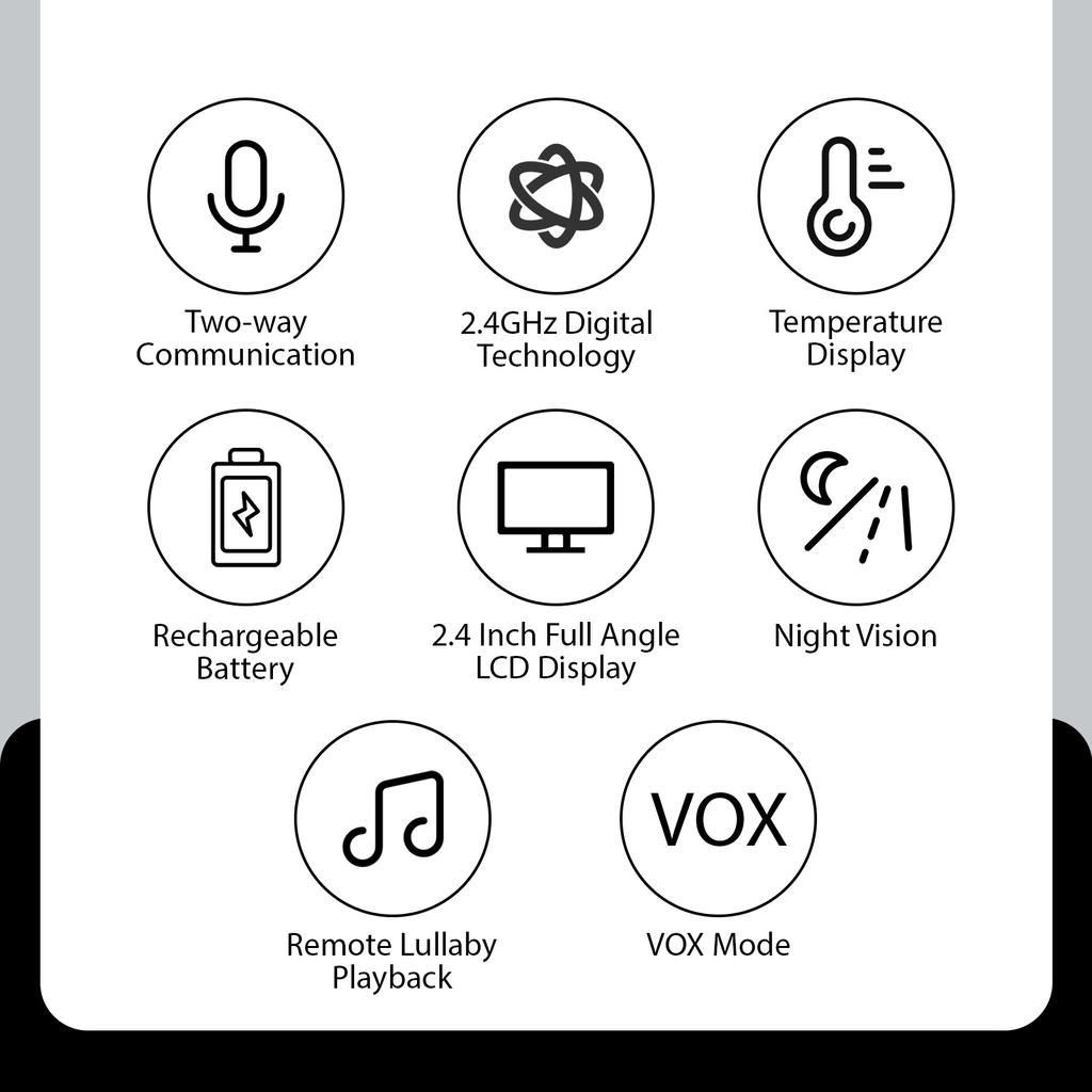 2,4-дюймовый видеомонитор с камерой, полноугольный ЖК-дисплей, двусторонняя связь, отображение температуры