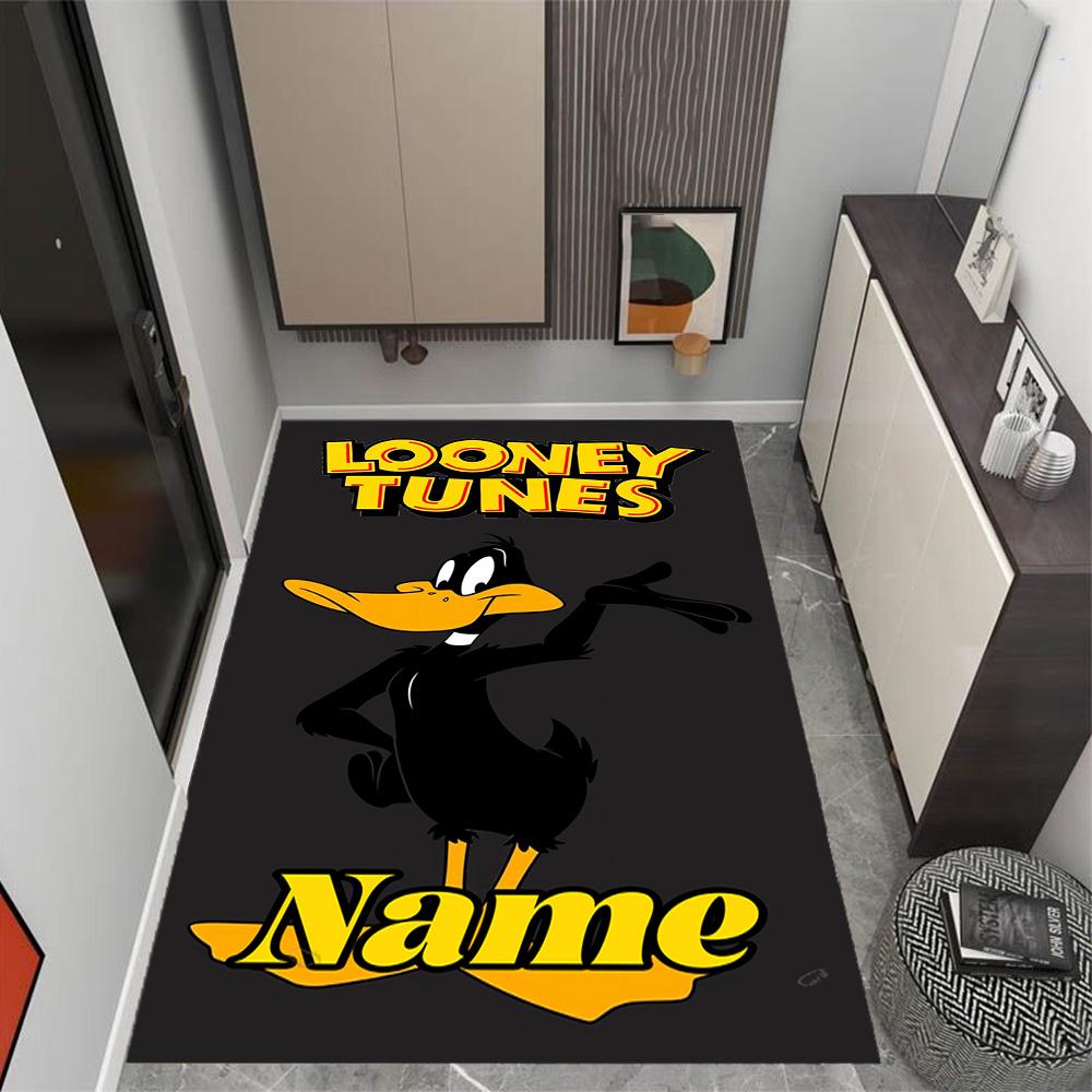 Looney Floral Friends Art Customized Name Area Rug Suitable for Balcony Entryway Outdoor Playrooms Anti-slip Rug Office home decor Birthday/Christmas