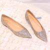 Fashion Women Flats Pointed Toe Brand Ladies Bling Shoes Flat Elegant Pink Gold Silver Plus Size 42