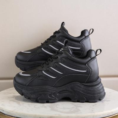 Модные полосатые кроссовки на платформе, женская обувь с толстой подошвой, обработанная лазерной вулканизацией, женская нескользящая повседневная обувь из искусственной кожи, весна-осень